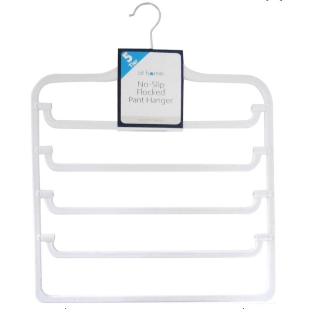 Flocked White No-Slip Flocked Pant Hanger